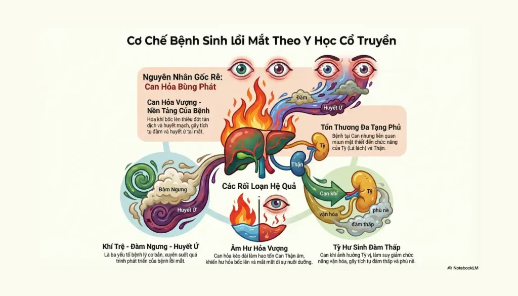 Cơ chế bệnh sinh mắt lồi tuyến giáp theo y học cổ truyền