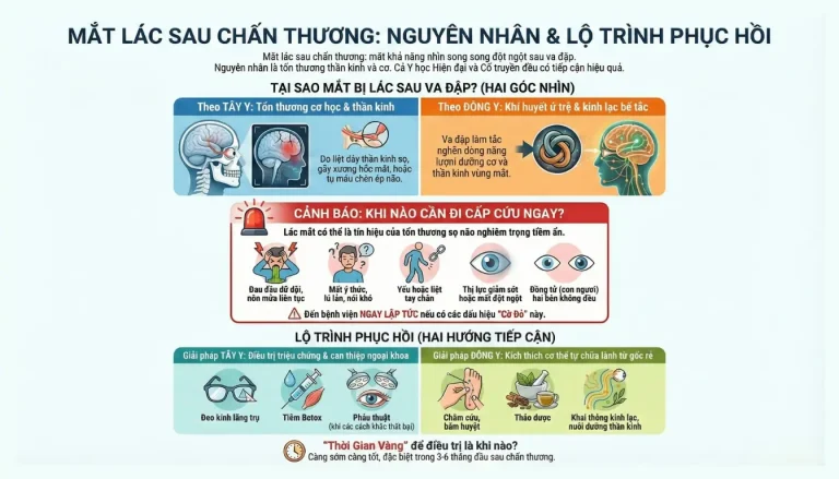 Mắt lác sau chấn thương, va đập, phẫu thuật vùng mặt