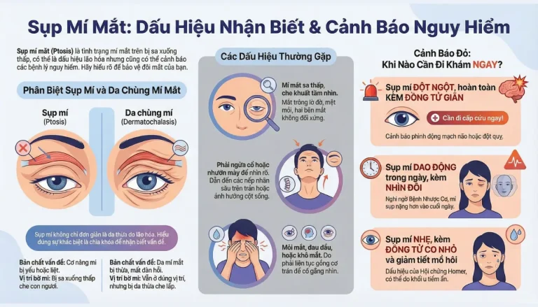 Dấu hiệu sụp mí mắt