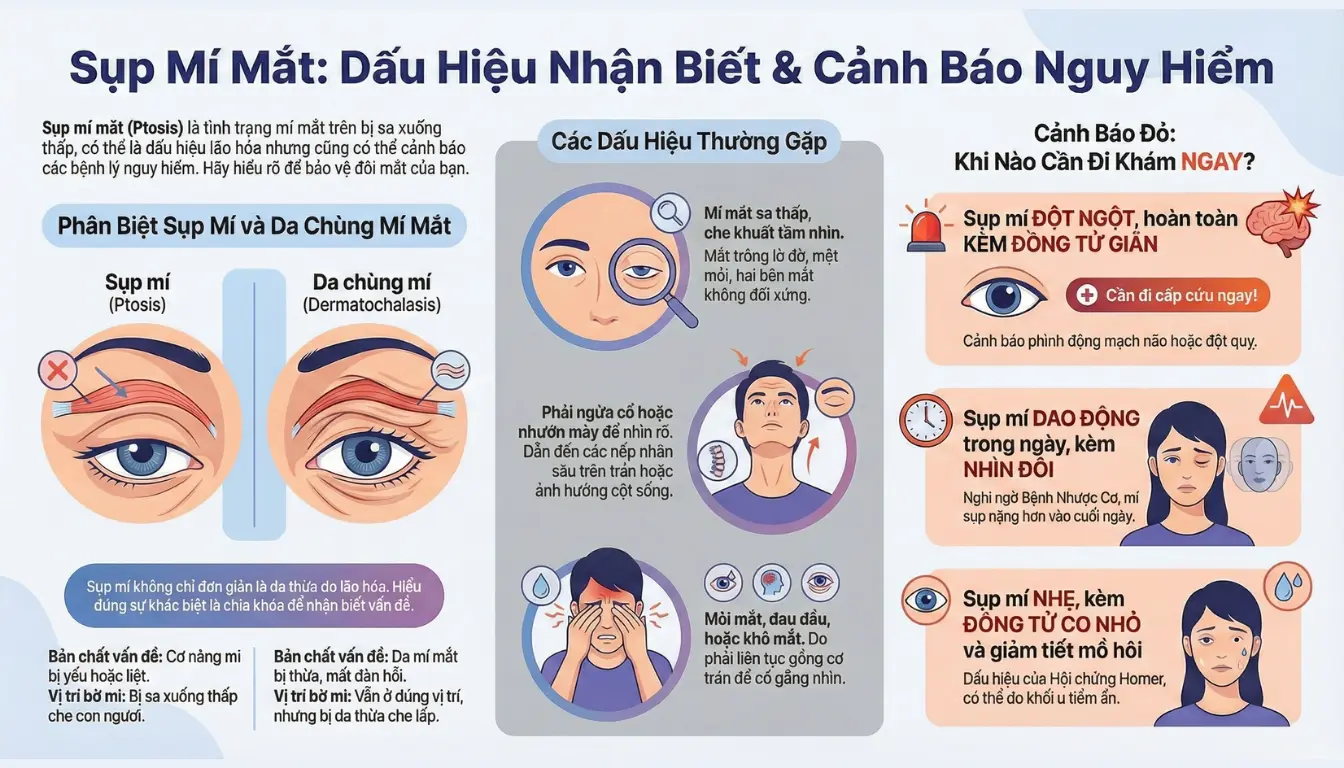 Dấu hiệu sụp mí mắt