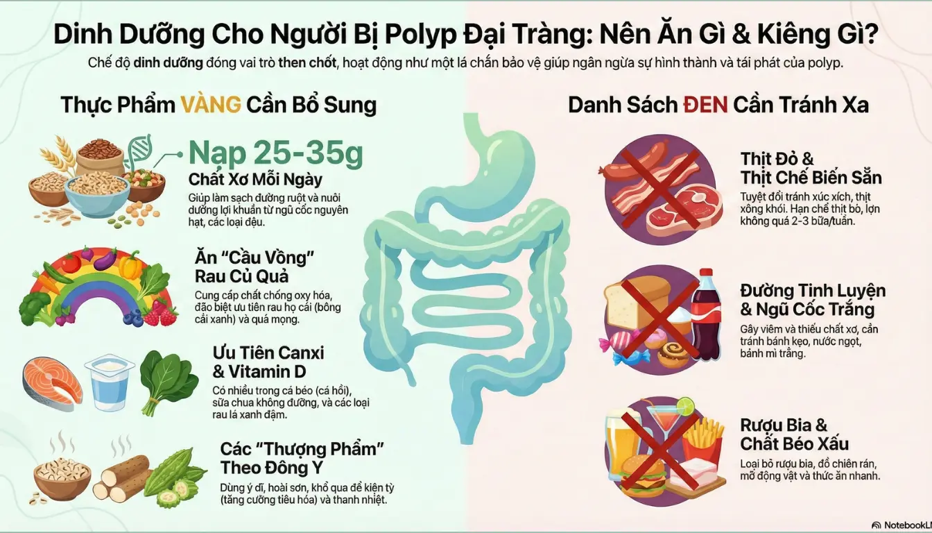 Người Bị Polyp Đại Tràng nên ăn gì? Tránh ăn gì?