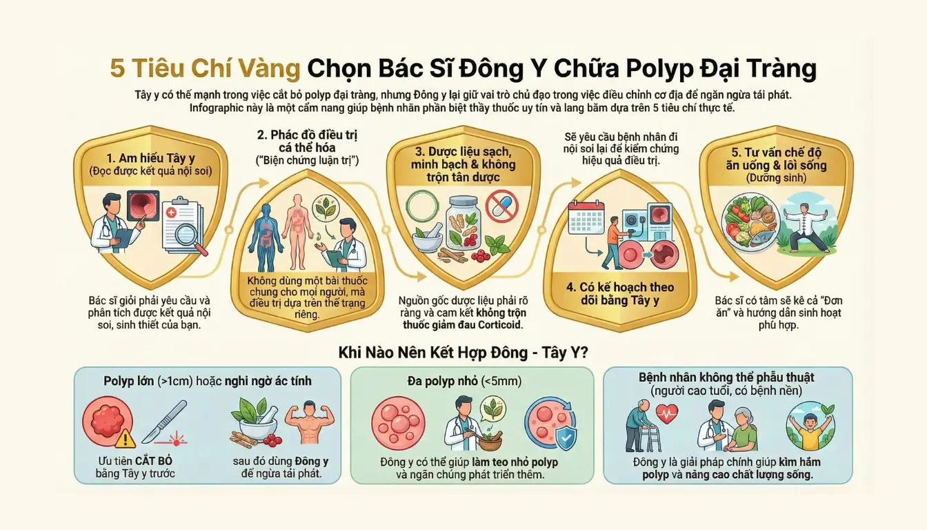 5 Tiêu Chí Vàng Để Chọn Lương Y, Bác Sĩ Chữa Polyp Đại Tràng Bằng Đông Y Giỏi và Có Tâm