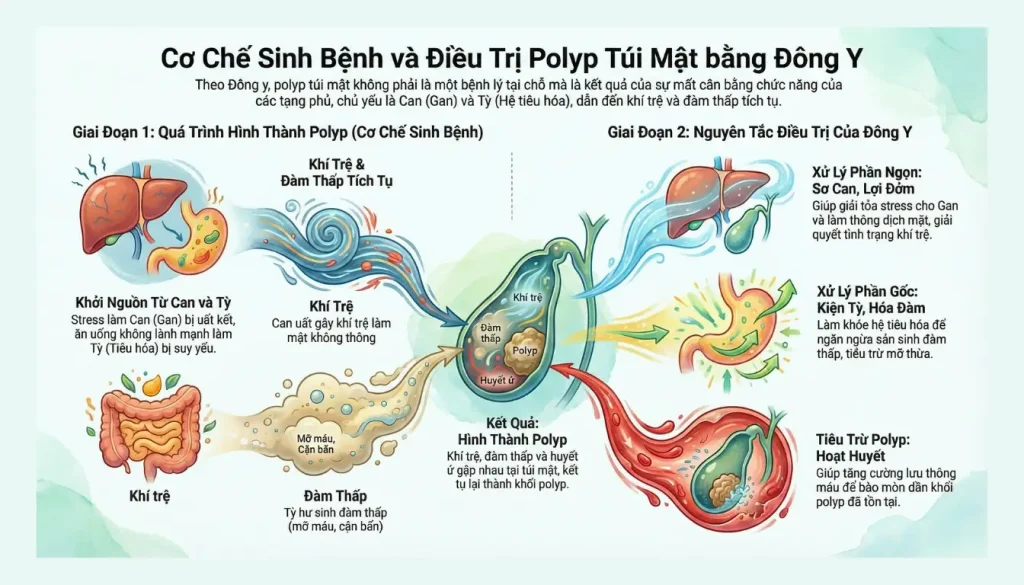 moi lien he giua co che benh sinh va dieu tri polyp tui mat bang dong y