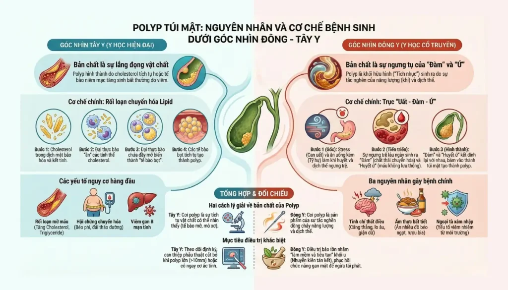 nguyen nhan gay polyp tui mat duoi goc nhin dong y tay y