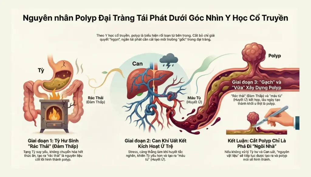 nguyen nhan tai phat polyp dai trang sau phau thuat duoi goc nhin dong y