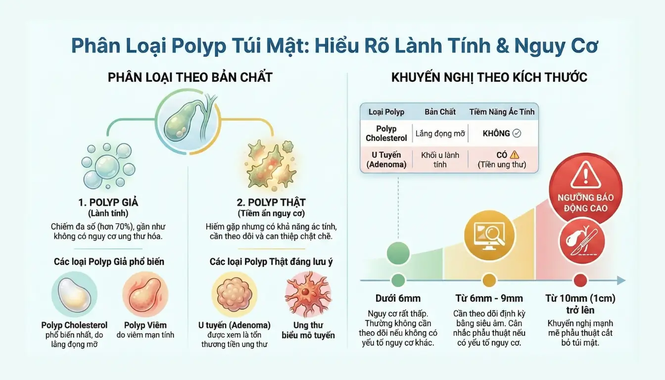 Phân Loại Polyp Túi Mật: Hiểu Rõ Bản Chất Polyp Của Bạn Là Lành Tính Hay Tiềm Ẩn Nguy Cơ Phân Loại polyp túi mật