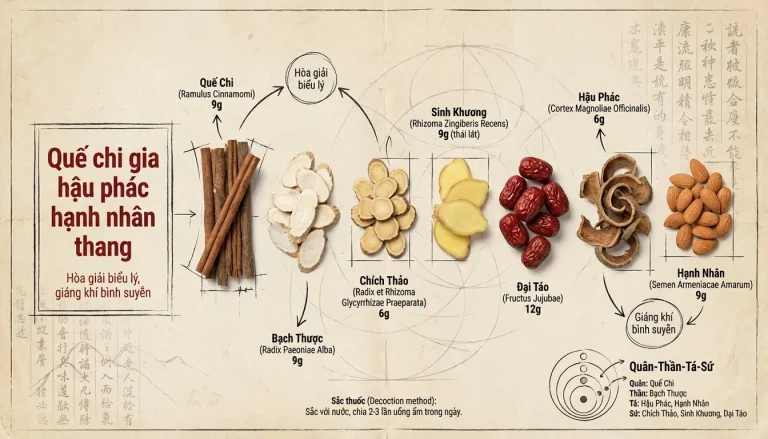 Quế chi gia hậu phác hạnh nhân thang (桂枝加厚朴杏仁湯): Phân Tích Chuyên Sâu Bài Thuốc Trị Suyễn Do Ngoại Cảm Phong Hàn Que chi gia hau phac hanh nhan thang