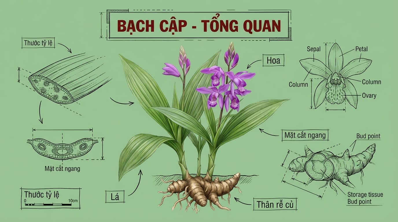 Bạch Cập (白芨): Vị thuốc Thu Liễm Chỉ Huyết – “Keo Dán Sinh Học” Tự Nhiên Cho Vết Thương và Niêm Mạc Dạ Dày 1. Tổng Quan Về Bạch Cập – Vị Thuốc Từ Thân Rễ Của Loài Lan Đất