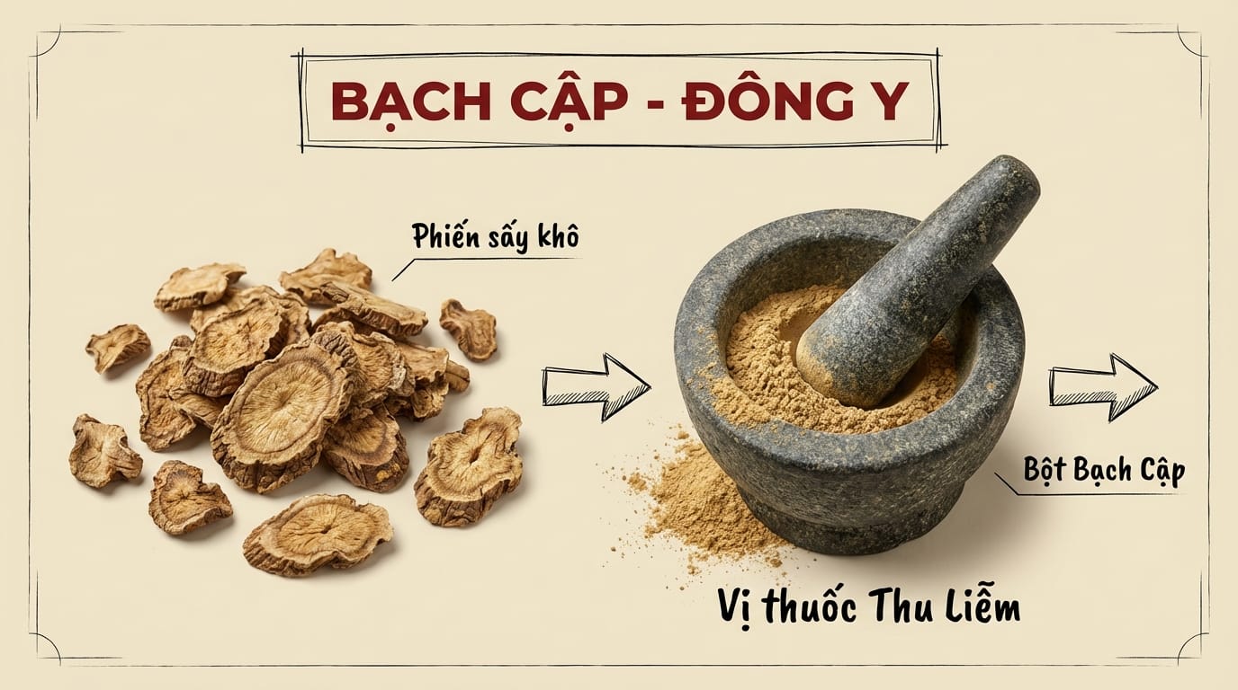 Bạch Cập (白芨): Vị thuốc Thu Liễm Chỉ Huyết – “Keo Dán Sinh Học” Tự Nhiên Cho Vết Thương và Niêm Mạc Dạ Dày 3. Luận Giải Sâu Sắc Về Bạch Cập Theo Lý Luận Y Học Cổ Truyền