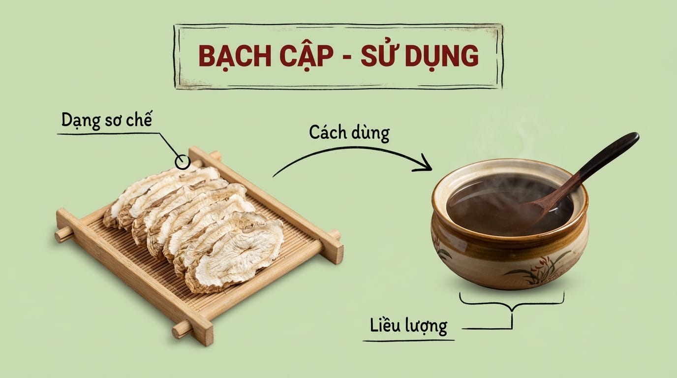 Bạch Cập (白芨): Vị thuốc Thu Liễm Chỉ Huyết – “Keo Dán Sinh Học” Tự Nhiên Cho Vết Thương và Niêm Mạc Dạ Dày 4. Hướng Dẫn Sử Dụng Bạch Cập An Toàn và Tối Ưu Hiệu Quả
