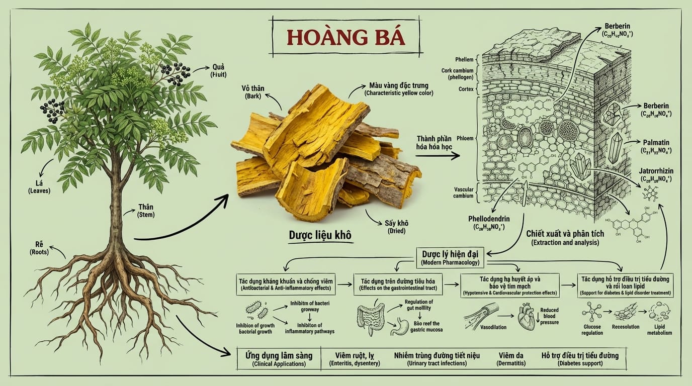 2: Phân Tích Dược Tính Của Hoàng Bá và Ứng Dụng Theo Y Học Hiện Đại