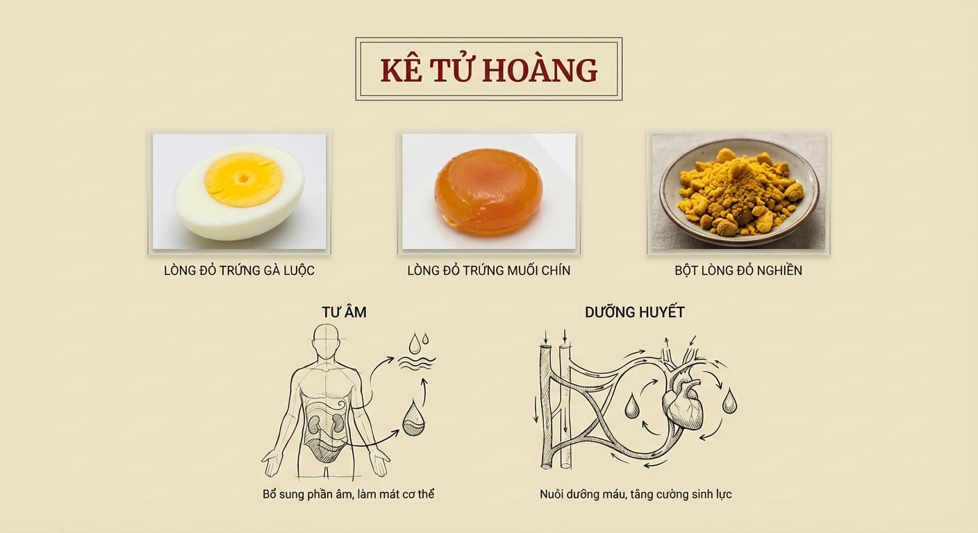 Kê Tử Hoàng: Vị Thuốc "Tư Âm Dưỡng Huyết" Trân Quý Ẩn Mình Trong Lớp Vỏ Canxi 3. Luận Giải Sâu Sắc Về Kê Tử Hoàng Theo Y Học Cổ Truyền