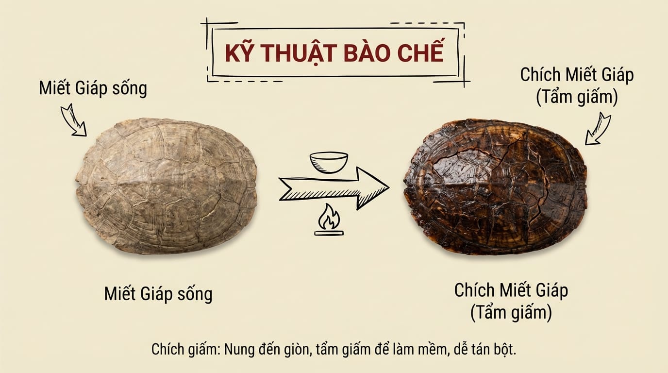 5. Kỹ Thuật Bào Chế Miết Giáp: Nghệ Thuật "Tẩm Giấm" Đỉnh Cao