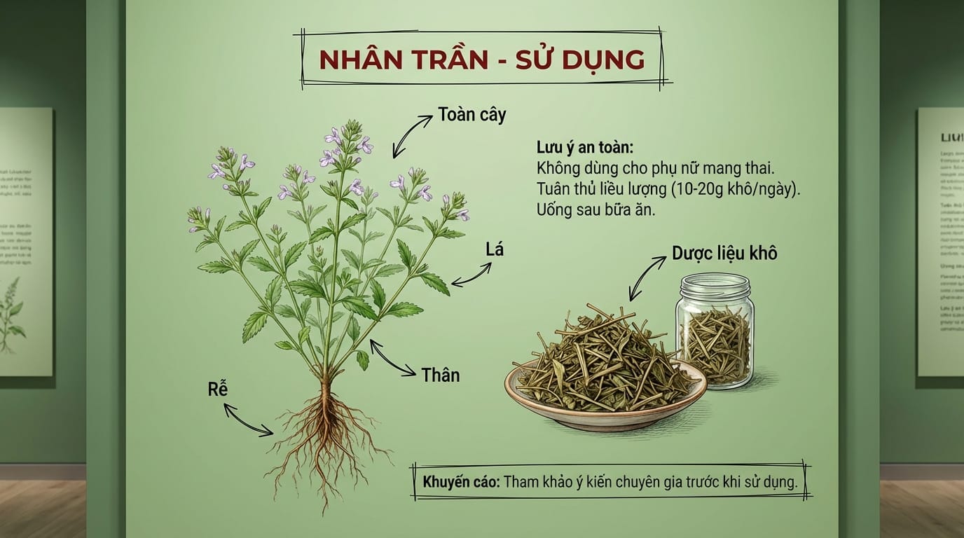 Nhân Trần: Vị Thuốc Thanh Nhiệt Lợi Thấp – “Thánh Dược” Trị Chứng Hoàng Đản Của Đông Y 5. Hướng Dẫn Sử Dụng Nhân Trần An Toàn Và Hiệu Quả
